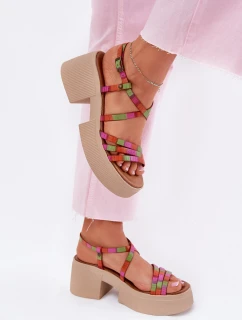 Dámské kožené sandály model 21701949 Multikolor - Maciejka
