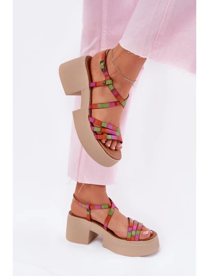 Skórzane Sandały Damskie Maciejka 06990-39 Multikolor
