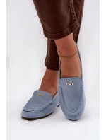 Dámské mokasiny s malým zlatým detailem modré Sarivelle