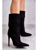 Dámske mačkané čižmy Čierne Laguna