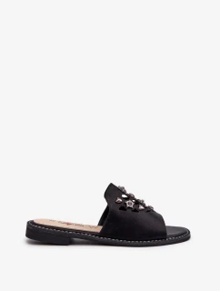 Lesklé dámske sandále s ozdobami S.Barski Black