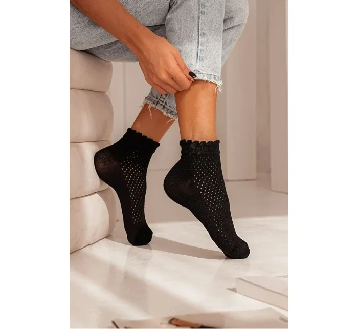 Dámske ažurové ponožky s mašľou 1115