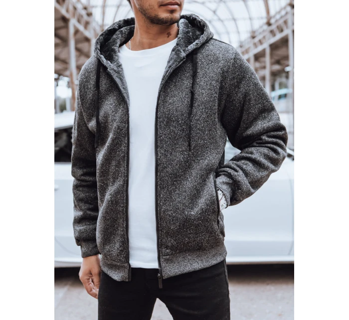 Pánská rozepínací zateplená mikina tmavě šedá Dstreet model 21970283 - FashionStreet Pánská rozepínací zateplená mikina tmavě šedá Dstreet model 21970283 - FashionStreet