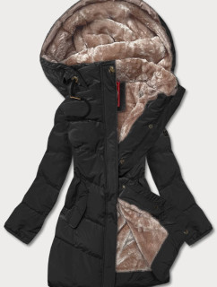Čierna dámska prešívaná zimná bunda (2M-963)