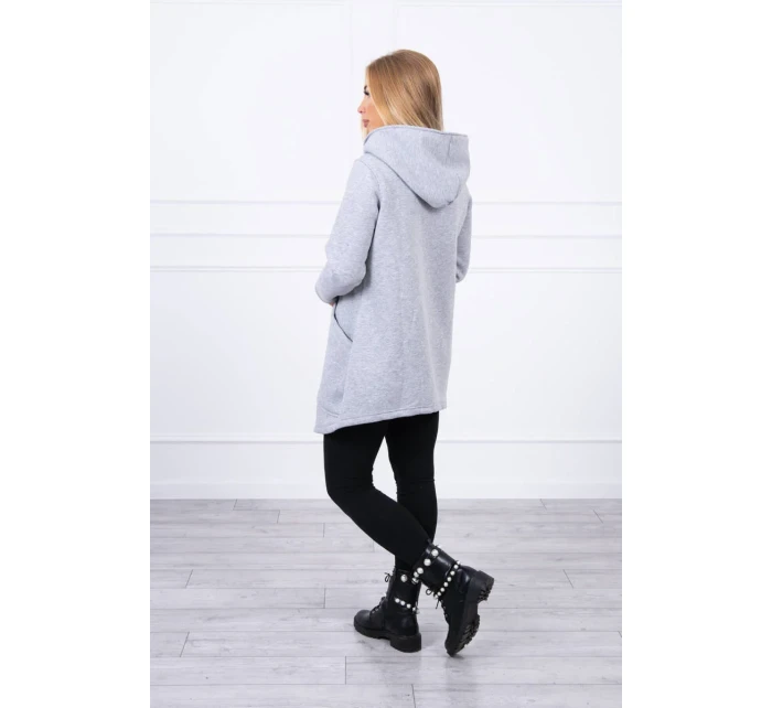 Zateplená mikina s asymetrickým zipem šedá Zateplená mikina s asymetrickým zipem šedá