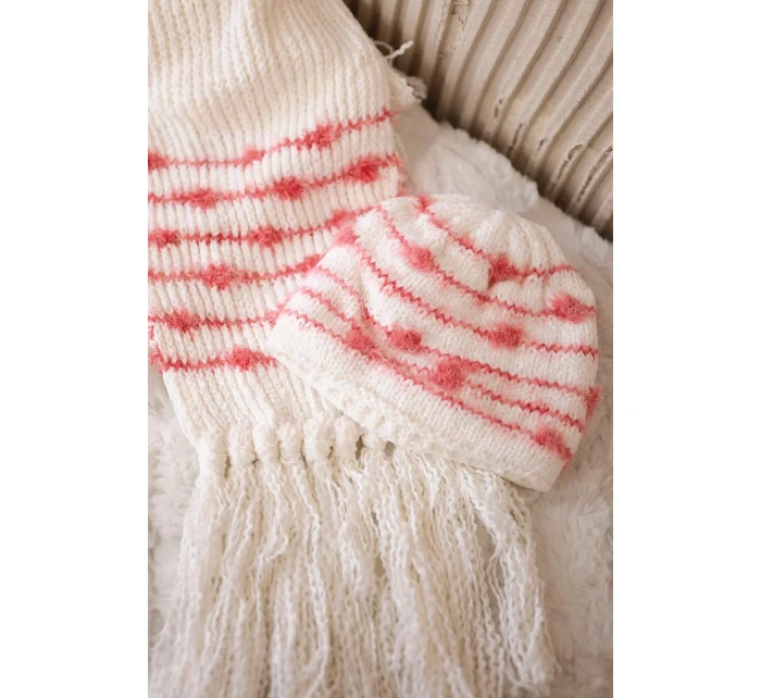 Dámska súprava so šatkou Anika K304 ecru+malmine