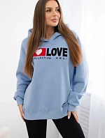 Zateplená bavlnená mikina s kapucňou Love blue