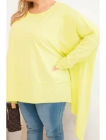 Dámska bavlnená tunika v nadmernej veľkosti s asymetrickým lemom Bright Pistachio