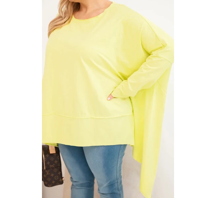 Dámska bavlnená tunika v nadmernej veľkosti s asymetrickým lemom Bright Pistachio