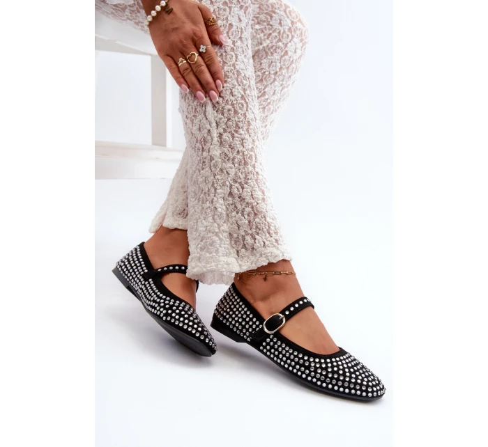 Eko Semišové Baletky S Ozdobami z Černé model 21666798 - Boto Eko Semišové Baletky S Ozdobami z Černé model 21666798 - Boto