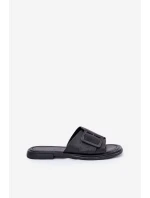 Dámské kožené sandály s přezkou D&A model 21691008 Černé - S.Barski