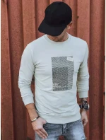 Pánska béžová mikina s potlačou FashionStreet BX5355