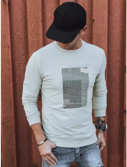 Pánska béžová mikina s potlačou FashionStreet BX5355