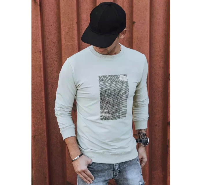 Pánska béžová mikina s potlačou FashionStreet BX5355