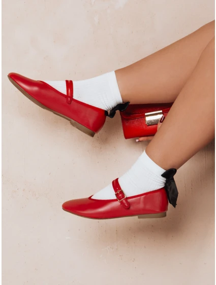 Dámské baleríny s přezkou červené Dstreet model 21983874 - FashionStreet