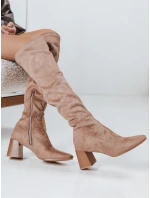 Dámske semišové béžové čižmy FashionStreet ZY1244 Dámske semišové béžové čižmy FashionStreet ZY1244