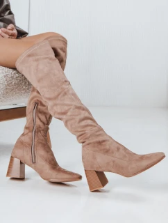 Dámské semišové béžové kozačky Dstreet model 21993947 - FashionStreet