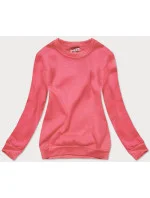 Růžová dámská tepláková mikina se stahovacími lemy model 16150352 - J.STYLE Růžová dámská tepláková mikina se stahovacími lemy model 16150352 - J.STYLE