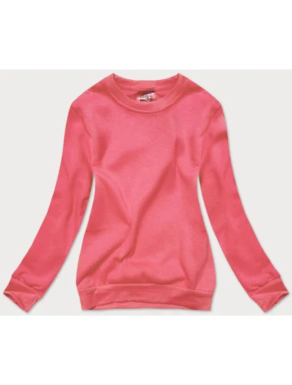 Růžová dámská tepláková mikina se stahovacími lemy model 16150352 - J.STYLE Růžová dámská tepláková mikina se stahovacími lemy model 16150352 - J.STYLE
