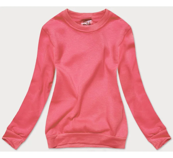 Růžová dámská tepláková mikina se stahovacími lemy model 16150352 - J.STYLE Růžová dámská tepláková mikina se stahovacími lemy model 16150352 - J.STYLE