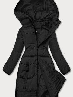 Čierna vypasovaná dámska zimná bunda (H-1071-01)