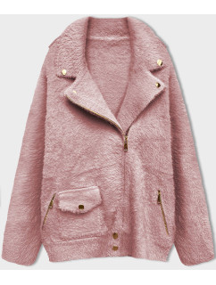 Bledo ružová krátka vlnená bunda typu "alpaka" (553)