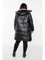 Čierno-béžová hrubšia obojstranná dámska zimná bunda (V767)