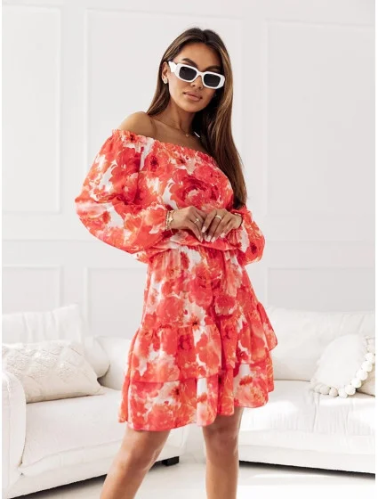 Červené dámské šaty ve stylu s dlouhými rukávy model 19761443 - Moon