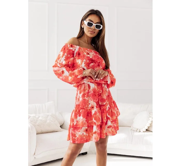 Červené dámské šaty ve stylu s dlouhými rukávy model 19761443 - Moon