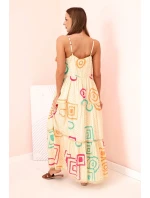 Dámské bavlněné šaty s barevným vzorem béžový