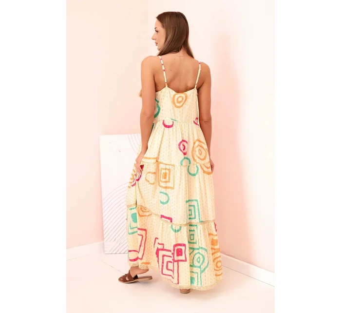 Dámské bavlněné šaty s barevným vzorem béžový