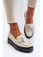 Dámské kožené mokasíny na platformě béžové model 21656089 - EVENTO