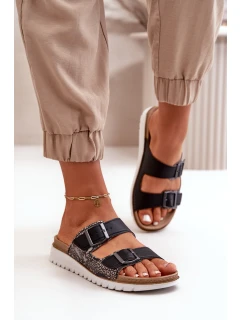 Damskie Wygodne Klapki Z Klamrami Inblu CN000033 Czarne