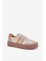 Dámské Kožené Tenisky Na Platformě model 21698641 Béžové - Zazoo