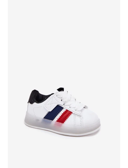 Buty Sportowe Sneakersy Dziecięce Ze Świecącą Podeszwą Biało-Czarne Arielle