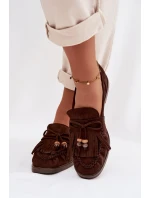 Ženské mokasíny s třásněmi a korálky Čokoládové model 21937642 - Boto Ženské mokasíny s třásněmi a korálky Čokoládové model 21937642 - Boto