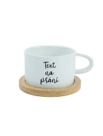 TEXT NA ŽIADOSŤ - biely keramický hrnček Makronka 200 ml