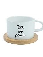 TEXT NA ŽIADOSŤ - biely keramický hrnček Makronka 200 ml