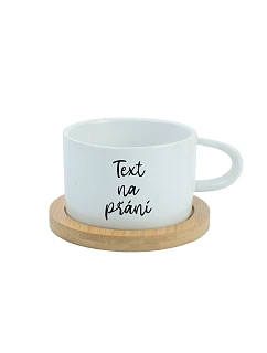 TEXT NA ŽIADOSŤ - biely keramický hrnček Makronka 200 ml