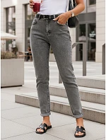 Dámske nohavice Mom Fit s vysokým pásom sivá FashionStreet UY2976