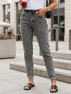 Dámske nohavice Mom Fit s vysokým pásom sivá FashionStreet UY2976