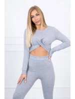 Súprava s riasením na blúzke šedej farby