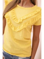 Dámská bavlněná blůza s výstřihem do V a potiskem bílá