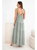 Dámské viskózové šaty na model 22141184 ramínkách khaki - K-Fashion