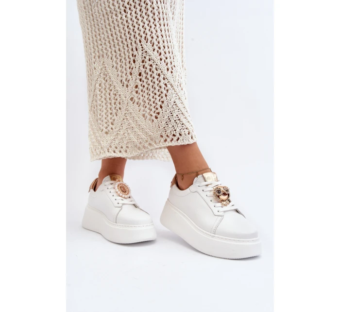 Dámské kožené tenisky model 21647474 bílé - CheBello