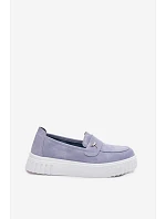 Kožené semišové dámské polobotky na platformě s nazouváním Vinceza 93218 modré