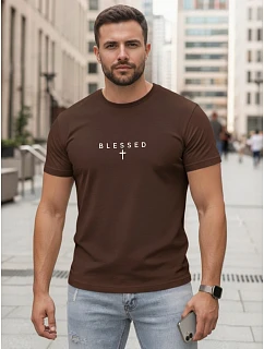Koszulka męska bawełniana z nadrukiem brązowa model 22214534 - FashionStreet