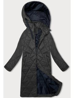 Dlhá čierna dámska bunda s kapucňou (5M3171-392)