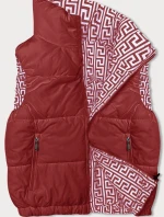 Krátka červená dámska páperová vesta so stojačikom (16M9092-270)