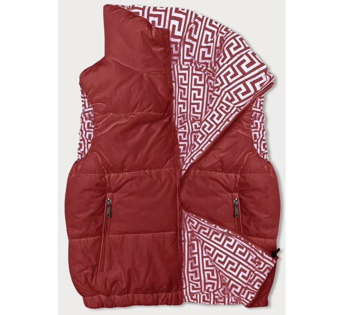 Dámsky krátky top bez rukávov so stojatým golierom červený (16M9092-270)